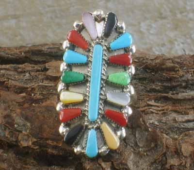 Native American Multi Cluster Ring- sz 6.75